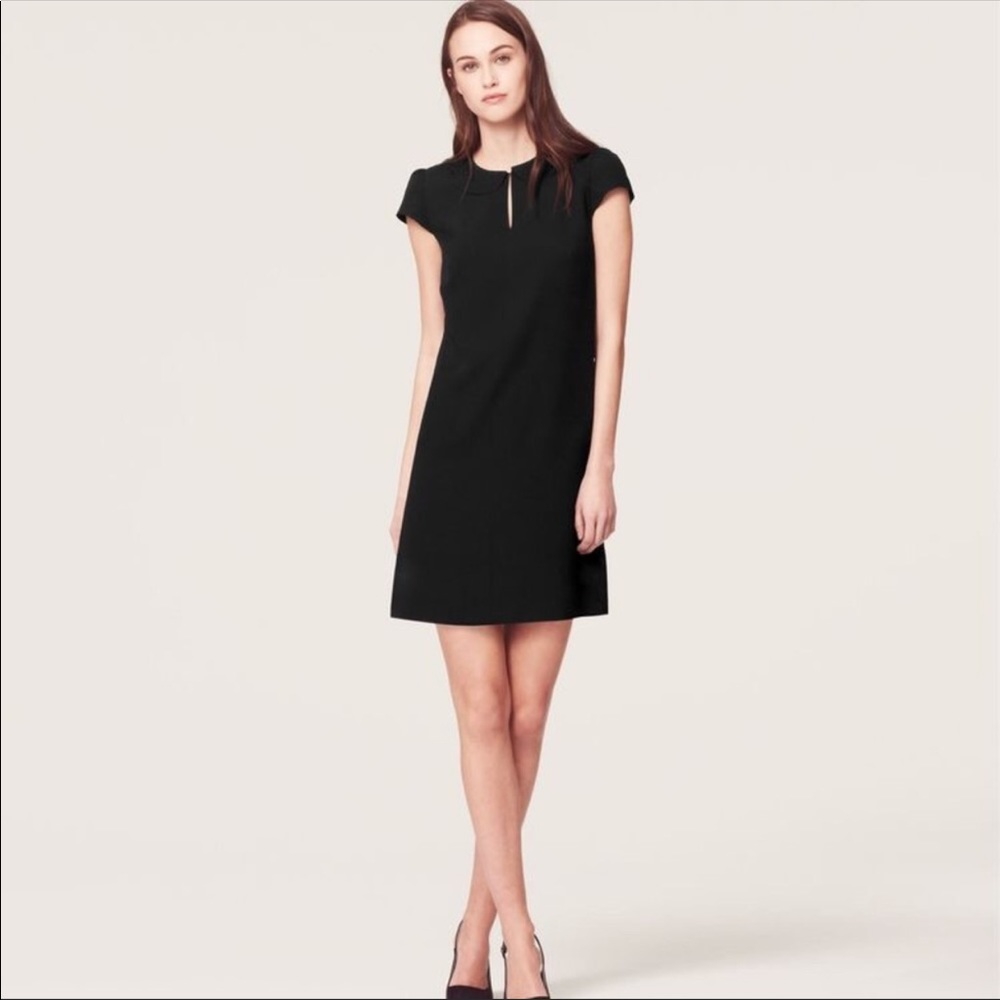Loft Laser Cut Peter Pan Collar Black Dress
